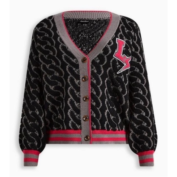 NWT LOVESICK TORRID Jacquard Button Front Crop Sweater Cardigan - Picture 1 of 6